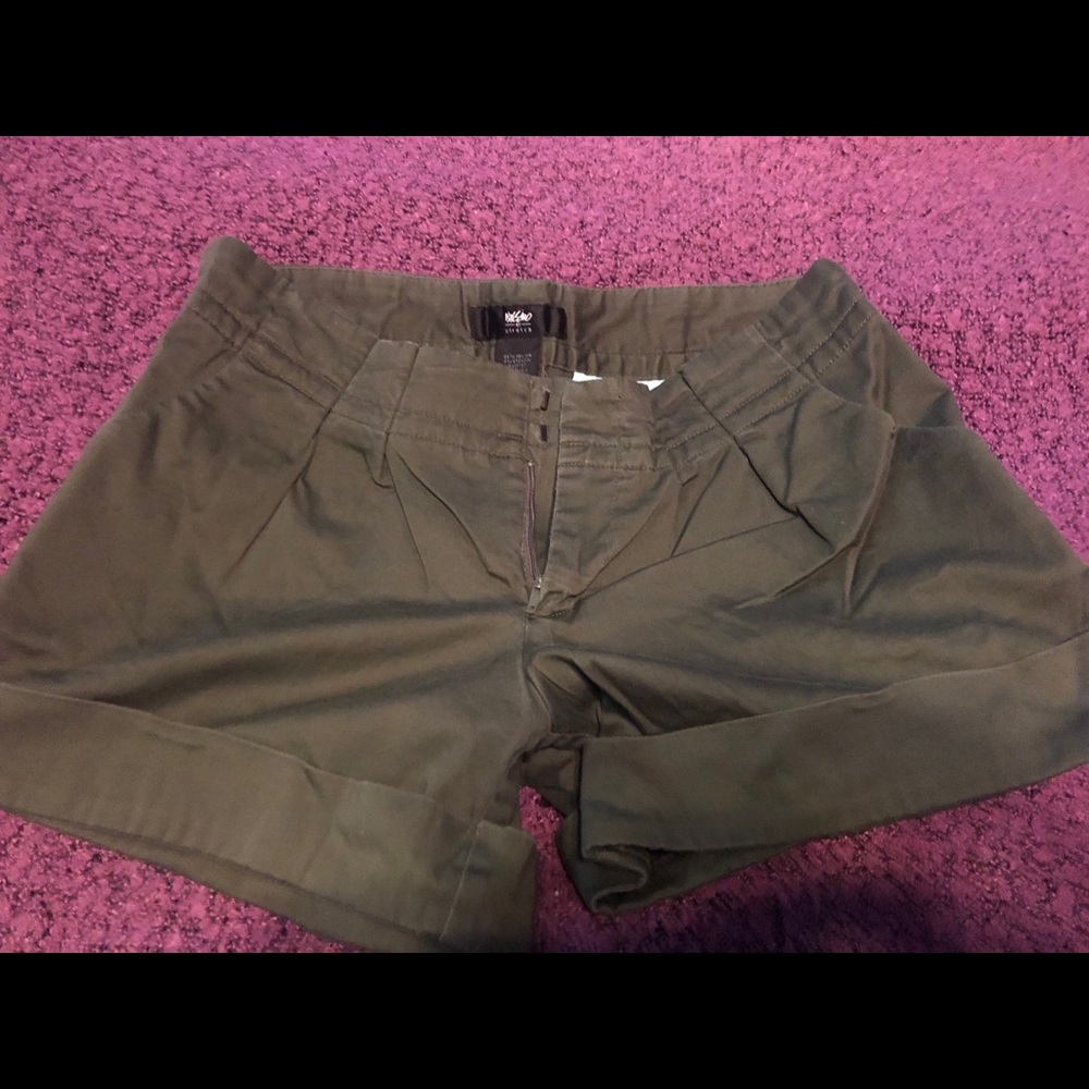 Olive Stretch Cuffed Shorts